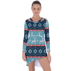 Beautiful Knitted Christmas Pattern Asymmetric Cut-out Shift Dress by Vaneshart