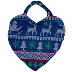 Knitted Christmas Pattern Giant Heart Shaped Tote by Vaneshart