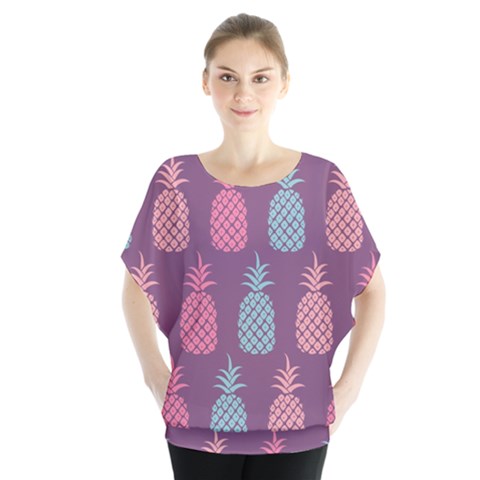 Pineapple Wallpaper Pattern 1462307008mhe Batwing Chiffon Blouse by Sobalvarro