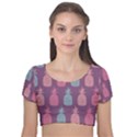 Pineapple Wallpaper Pattern 1462307008mhe Velvet Short Sleeve Crop Top  View1