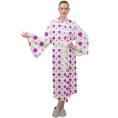 Background Flowers Multicolor Purple Maxi Velour Kimono by HermanTelo