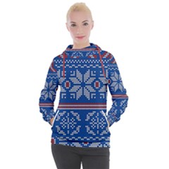 Beautiful Knitted Christmas Pattern Women s Hooded Pullover by Vaneshart