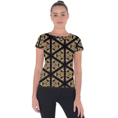 Pattern Stained Glass Triangles Short Sleeve Sports Top  by HermanTelo