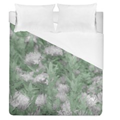 Green And White Textured Botanical Motif Manipulated Photo Duvet Cover (queen Size) by dflcprintsclothing