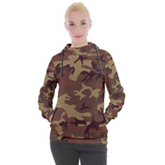 Camo Dark Brown Women s Hooded Pullover by retrotoomoderndesigns