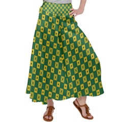 Df Green Domino Satin Palazzo Pants by deformigo