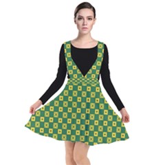 Df Green Domino Plunge Pinafore Dress by deformigo