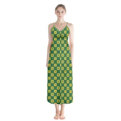 Df Green Domino Button Up Chiffon Maxi Dress by deformigo