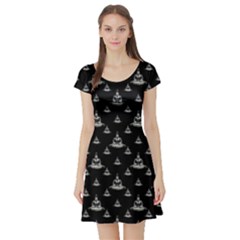 Buddhism Motif Print Pattern Design Short Sleeve Skater Dress by dflcprintsclothing