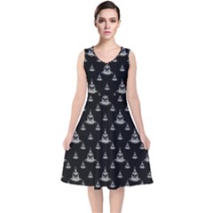 Buddhism Motif Print Pattern Design V-neck Midi Sleeveless Dress  by dflcprintsclothing