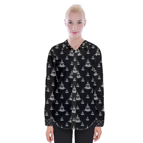 Buddhism Motif Print Pattern Design Womens Long Sleeve Shirt by dflcprintsclothing