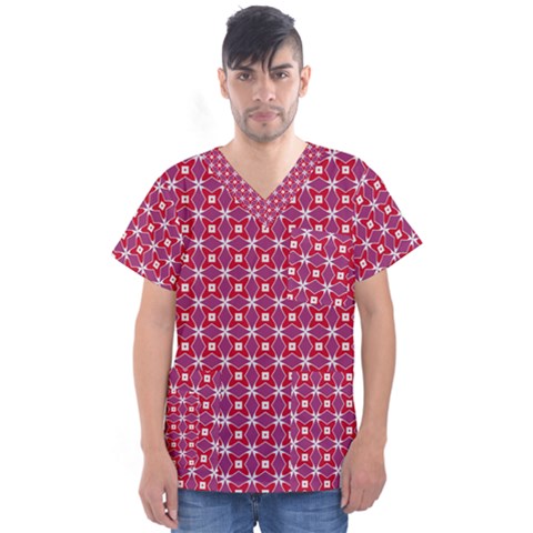 Df Magenta Rumor Men s V-neck Scrub Top by deformigo