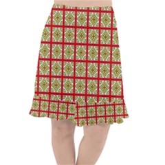 Df Hackberry Grid Fishtail Chiffon Skirt by deformigo