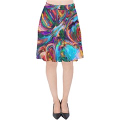 Seamless Abstract Colorful Tile Velvet High Waist Skirt by HermanTelo