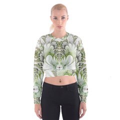 Fractal Delicate White Background Cropped Sweatshirt by HermanTelo