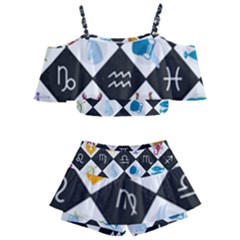 Zodiac Astrology Horoscope Kids  Off Shoulder Skirt Bikini by HermanTelo