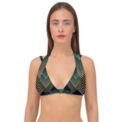 Abstract Colorful Geometric Lines Pattern Background Double Strap Halter Bikini Top by Wegoenart