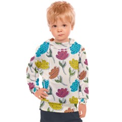 Pattern With Paper Tulips Kids  Hooded Pullover by Wegoenart