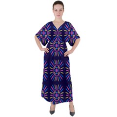 Papiamento V-neck Boho Style Maxi Dress by deformigo