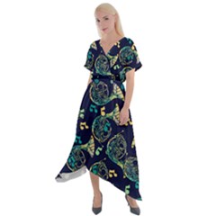 French Horn Cross Front Sharkbite Hem Maxi Dress by BubbSnugg