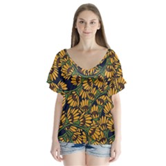 Daisy  V-neck Flutter Sleeve Top by BubbSnugg