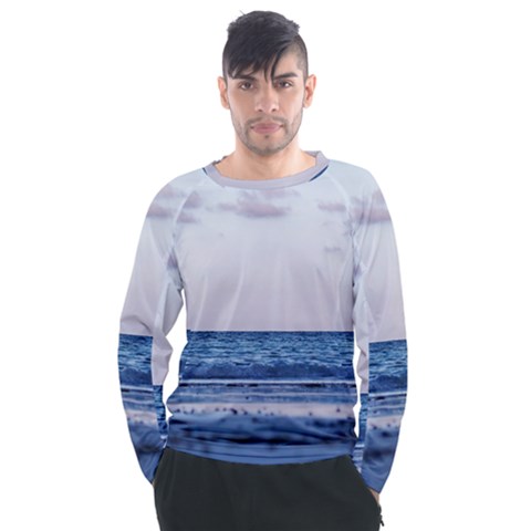 Pink Ocean Hues Men s Long Sleeve Raglan Tee by TheLazyPineapple