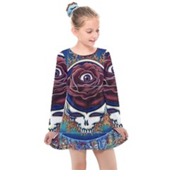 Grateful Dead Ahead Of Their Time Kids  Long Sleeve Dress by Sapixe