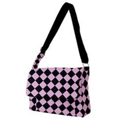 Block Fiesta - Blush Pink & Black Full Print Messenger Bag (l) by FashionBoulevard