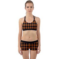 Block Fiesta - Burnt Orange & Black Back Web Gym Set by FashionBoulevard