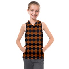 Block Fiesta - Burnt Orange & Black Kids  Sleeveless Hoodie by FashionBoulevard