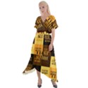 I Love Art Deco Typographic Motif Collage Print Cross Front Sharkbite Hem Maxi Dress View1