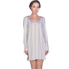 Nice Stripes - Abalone Grey Long Sleeve Nightdress by FashionBoulevard