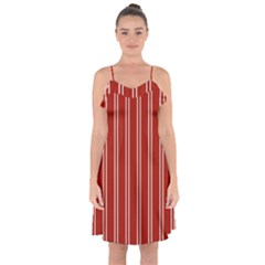 Nice Stripes - Apple Red Ruffle Detail Chiffon Dress by FashionBoulevard