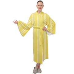 Nice Stripes - Blonde Yellow Maxi Velour Kimono by FashionBoulevard