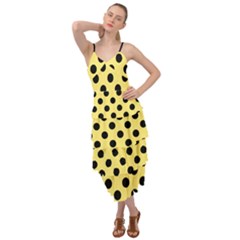 Polka Dots - Black On Blonde Yellow Layered Bottom Dress by FashionBoulevard