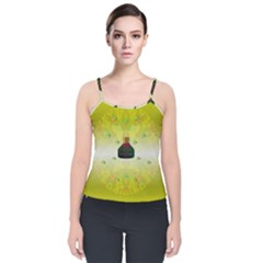 Birds And Sunshine With A Big Bottle Peace And Love Velvet Spaghetti Strap Top by pepitasart