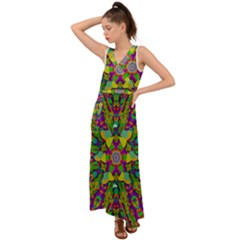 Birds In Peace And Calm V-neck Chiffon Maxi Dress by pepitasart