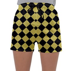 Block Fiesta Black And Ceylon Yellow Sleepwear Shorts by FashionBoulevard