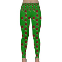 Rose In Green Lightweight Velour Classic Yoga Leggings by snowwhitegirl