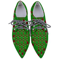 Rose In Green Women s Pointed Oxford Shoes by snowwhitegirl