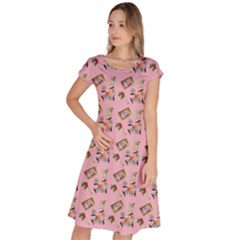 Robin Art Pink Pattern Classic Short Sleeve Dress by snowwhitegirl