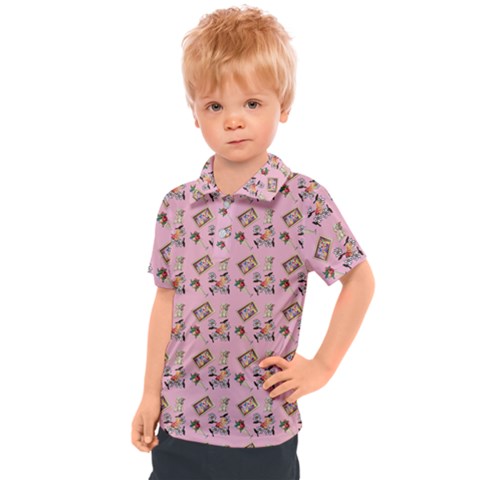 Robin Art Pink Pattern Kids  Polo Tee by snowwhitegirl