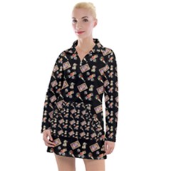 Robin Art Black Pattern Women s Long Sleeve Casual Dress by snowwhitegirl