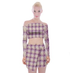 Doily Only Pattern Purple Off Shoulder Top With Mini Skirt Set by snowwhitegirl