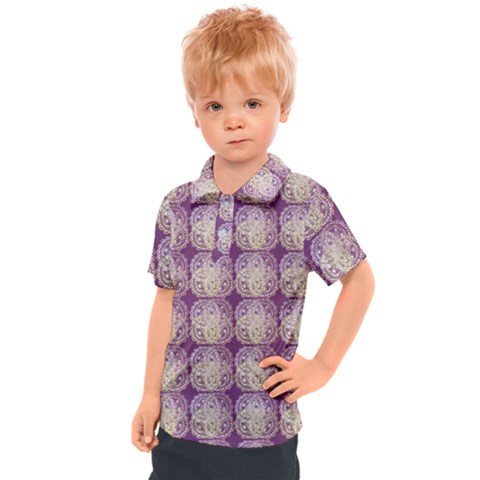 Doily Only Pattern Purple Kids  Polo Tee by snowwhitegirl