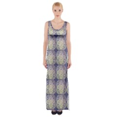 Doily Only Pattern Blue Thigh Split Maxi Dress by snowwhitegirl