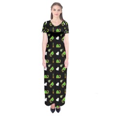 Green Elephant Pattern Short Sleeve Maxi Dress by snowwhitegirl