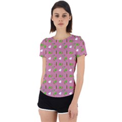 Green Elephant Pattern Mauve Back Cut Out Sport Tee by snowwhitegirl