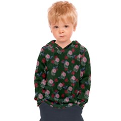 Dark Floral Butterfly Green Kids  Overhead Hoodie by snowwhitegirl