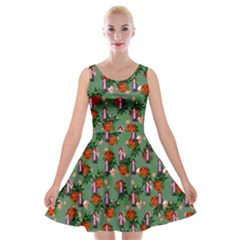 Fiola Pattern Green Velvet Skater Dress by snowwhitegirl